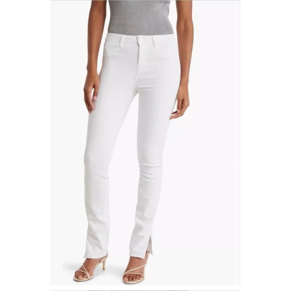 L’AGENCE Womens Size 26 White Josie High Rise Skinny Jeans Split Side Hem NEW